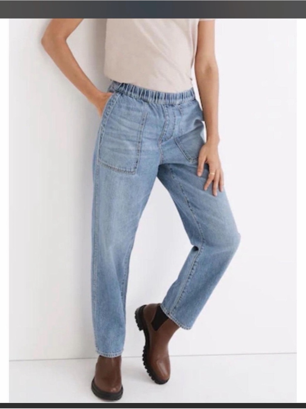 Madewell Women’s Blue Pull-On Waist tapered ankle Jeans size 30